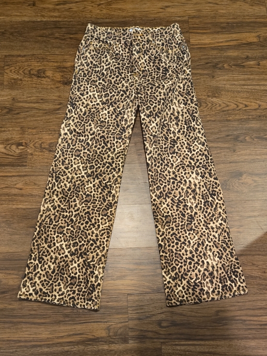 LOFT Denim - LOFT Leopard Print Wide-Leg Jeans - Tan and Brown